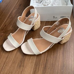 Dolce Vita Trellis Off White Block Heel Sandals